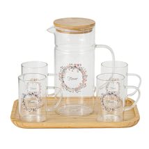 THY Collectibles Glass 40 FL OZ Pitcher Carafe Set with Lid, 4 Glass Cups, and B - $39.04+