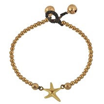 Tropical Ocean Inspired Starfish Charm Brass Beads Jingle Bell Bracelet - £7.23 GBP
