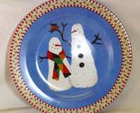 Sakura Stoneware Snowman Salad Plate Snowmen Red &amp; White Check Band b - $16.82
