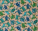 Cotton Sea Turtles Animals Sand Beach Ocean Blue Fabric Print by Yard D4... - $13.95