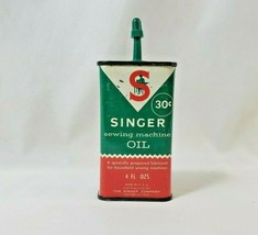 Vintage SINGER SEWING MACHINE OIL Tin Can Advertising - 4 oz - 4&quot; - USA - $20.19