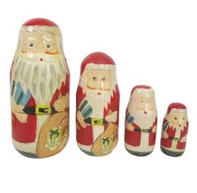Vintage Santa Russian Nesting Dolls Set of 4 Hand Painted Matryoshka Christmas - £15.65 GBP
