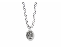 Pewter St. Christopher Patron Of Travelers Medal Necklace And Chain - £31.28 GBP