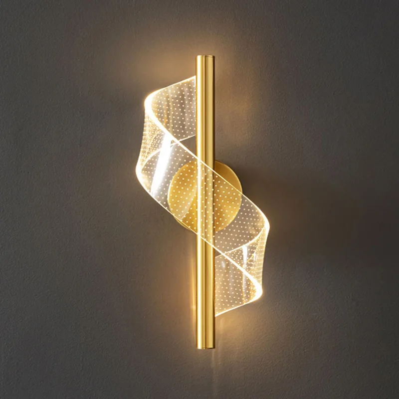 Acrylic LED Wall Lamp Modern Spiral Decor Lights For Bedroom Bedside Study - £24.28 GBP+
