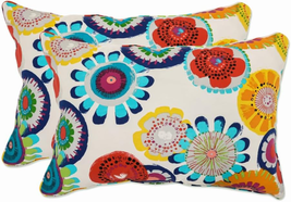 Bright Floral Indoor/Outdoor Throw Pillow, Plush Fill, Weather, and Fade Resista - £79.96 GBP