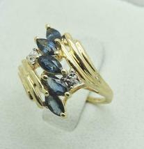 2.2Ct Marquise Cut Blue Sapphire &amp; Diamond Cluster Ring 14k Yellow Gold Over  - £70.39 GBP