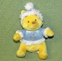 Disney Store Pooh Winter Stuffed Animal Blue Silver Snowflake Sweater Plush Toy - £7.07 GBP