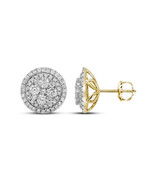14k Yellow Gold Womens Round Diamond Framed Flower Cluster Earrings 1-3/... - $44,931.43 MXN