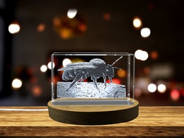 LED Base included | Unique Mining Bee Engraved Crystal Sculpture - Natur... - $25.99+