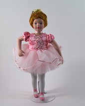 Avon Porcelain Doll Girl Ballerina With Roses Pink Dress with Stand Vintage 1991 - £10.41 GBP