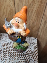 Disney Snow White Dwarf HAPPY Garden Gnome Figurine  8&quot; Animal  New - $43.66 CAD