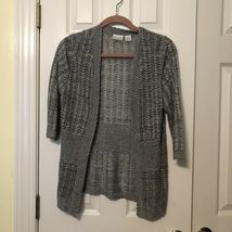 Kim Rogers Petite open front cardigan gray knit sweater Size PL - €13,87 EUR