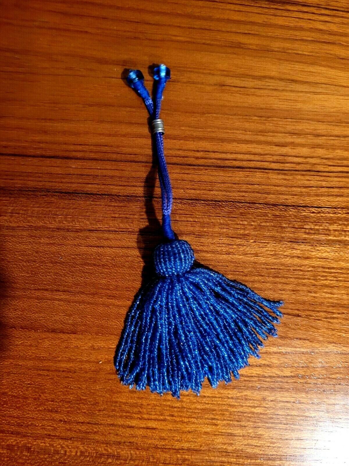 Primary image for Vintage BLUE BEADED tassle decorative hanging pull 6"