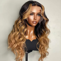 Loose wavy human hair ombre honey blonde 1b27 lace front wig - £262.04 GBP+