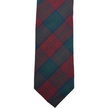 Pendelton Men&#39;s Plaid Wool Neck Tie Necktie Green Red Made In USA Vintage - £10.94 GBP