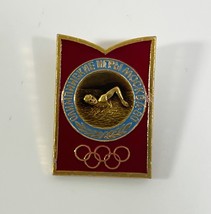1980 Swimming XXII Olympic Games Moscow Soviet Pin Badge Lapel Pin - $9.89
