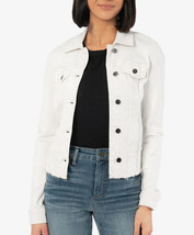 KUT Women&#39;s White Long Sleeve Button Up Cropped Denim Jean Jacket - S - £40.75 GBP