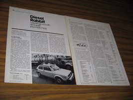 1977 Magazine Photo Article VW Volkswagen Diesel Rabbit - £8.46 GBP