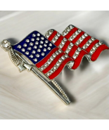 Sparkling USA Flag - Pin Patriotic Rhinestone Brooch Pin - Perfect for 4... - $8.95+