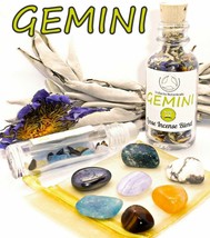 GEMINI Zodiac Gift Set of Roller Bottle + Crystals + Incense ~ Astrology Wicca - £33.45 GBP