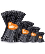Zip Ties Assorted Sizes(4”+6”+8”+12”), 400 Pack, Black Cable Ties, UV Resistant  - $18.28 CAD