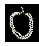 VTG White Bead Layered Necklace Gold Tone Elegant Style 16&quot;  - £18.41 GBP