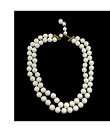 VTG White Bead Layered Necklace Gold Tone Elegant Style 16&quot;  - £17.49 GBP