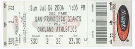 2004 Oakland Athletics @ San Francisco Giants Full Unused ticket July 4th - £7.65 GBP