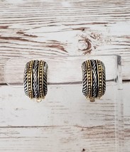 Vintage Clip On Earrings Statement Half Hoop Chunky Gold Tone &amp; Silver Tone - £12.53 GBP