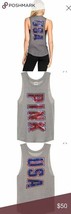 PINK Victoria&#39;s Secret Muscle Tee Tank Top Bling Red White Blue American... - £15.68 GBP