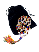 9 Planet Mala Necklace Japa Bead Gemstone Crystal Prosperity Jewellery And Bag - £30.22 GBP