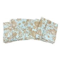 Blue Brown Floral Paisley Waverly Reversible Striped Cloth Napkin Set Of... - £32.93 GBP