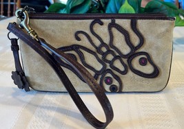 Coach 7840 Vintage Applique Suede Butterfly Wristlet Vintage 2004 Rare Ltd. Ed. - £70.03 GBP