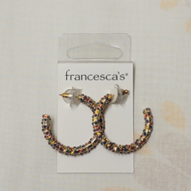 FRANCESCA&#39;S Half Loop Rainbow Rhinestone Earrings Stud - £11.58 GBP