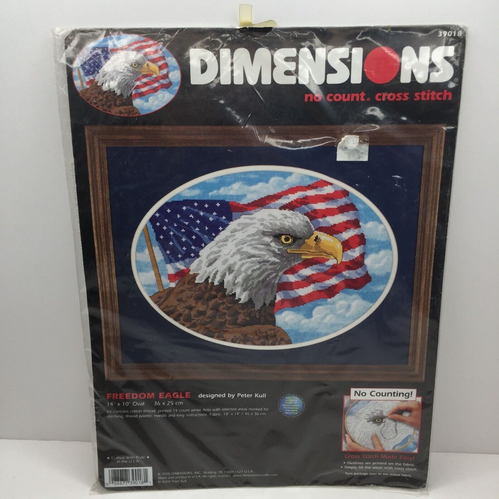 Vintage Dimensions No Count Cross Stitch Freedom Eagle USA Patriotic 14x10" Oval - $19.99
