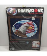 Vintage Dimensions No Count Cross Stitch Freedom Eagle USA Patriotic 14x... - £15.79 GBP