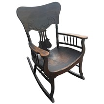 Antique Indiana Chair Co. Victorian Rocking Chair – Ornate Fan Back rocker - $118.75