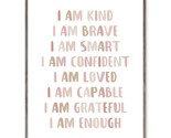 Affirmations Print, I Am Kind, I Am Brave, Affirmations For Kids, Inspir... - $18.99
