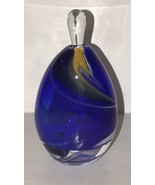 LOVELY SIGNED WILLIAM ART GLASS COBALT WHITE ORANGE PERFUME BOTTLE - $87.61 CAD