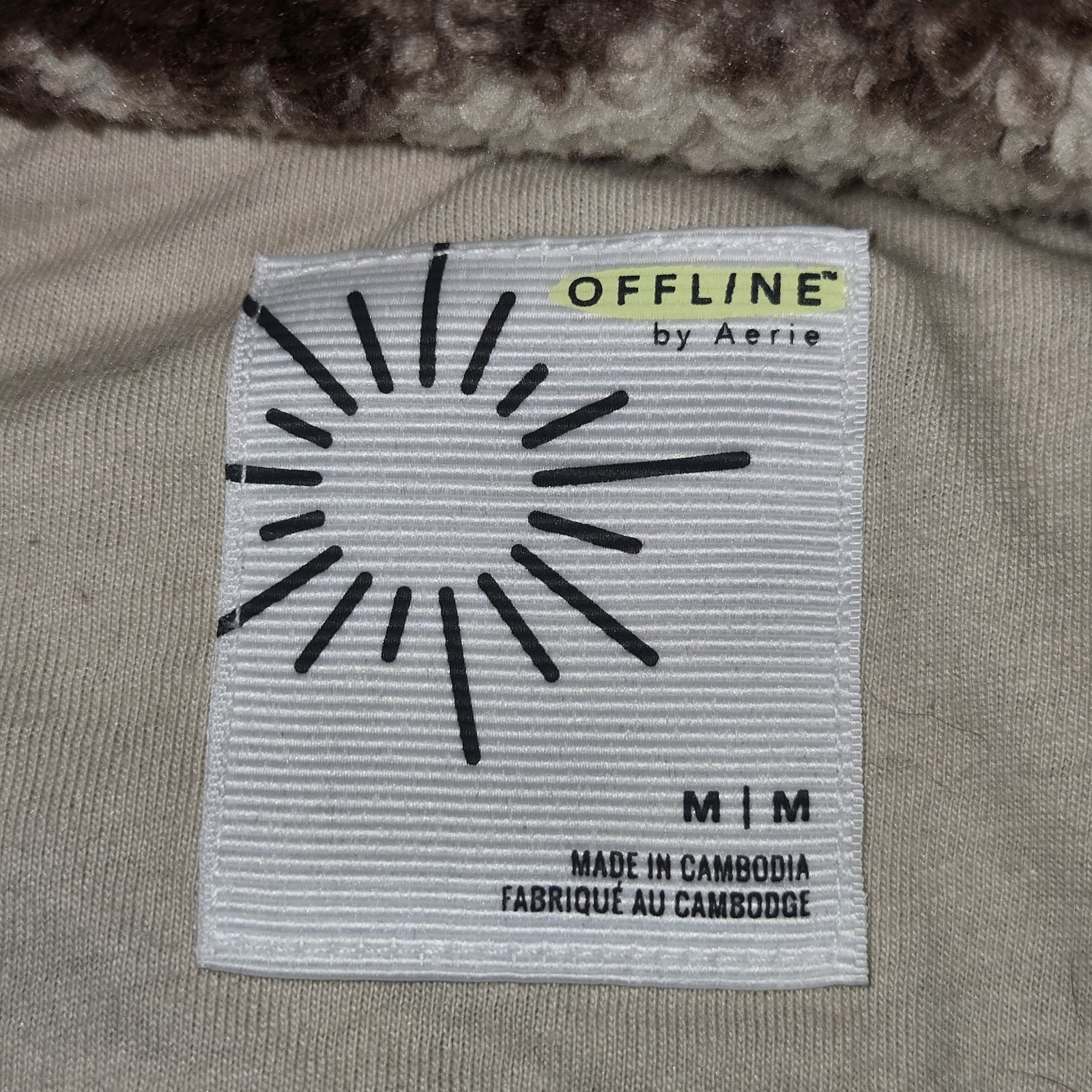 Offline by Aerie 1/2 Zip Sherpa Fluffy Fleece Pullover Women's Sz M Brown/Cream Item image 7