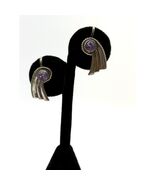 Vintage 925 Sterling Silver Amethyst Mexico Signed Earrings  - $67.32