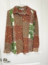 Rose &amp; Olive Patchwork Paisley Print Button Down Shirt Long Sleeve Boho ... - $32.00