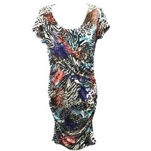 Miss Tina Knowles Ruched Dress Multi Animal Print Size Small - £11.35 GBP