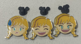Set Of 3 Anna Faces Disney Pin Trading Frozen Happy Crying - £12.38 GBP