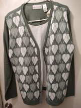 Alfred dunner vintage green button down Women&#39;s cardigan sweater XL - £11.45 GBP