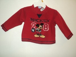Disney Mickey Mouse Boy&#39;s Infant 12 Months Red Shirt Long Sleeves Thermal - £5.29 GBP