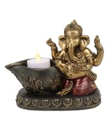 God Ganesha With Modaka Bowl Kneeling By Well Votive Candle Holder Statu... - $34.29 CAD