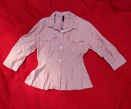 Zara Trf Linen Pink Cargo Fitted Blouse Button up shirt Size S  - £28.48 GBP