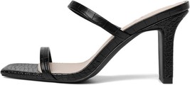 Womens Two Strap Open Toe Block Heeled Sandal Slip On Square Toe Heels(Size:7.5) - £15.21 GBP