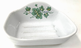 Vintage Callaway Ivy Soap Dish Green White Corning Sink Holder 5.5&quot; X 4.5&quot; VTG - £35.52 GBP